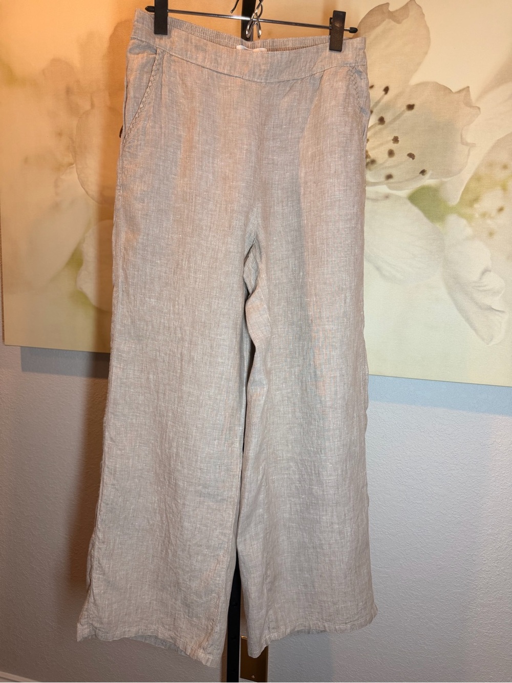 Cynthia Rowley Linen Wide-Leg Pants in Tan